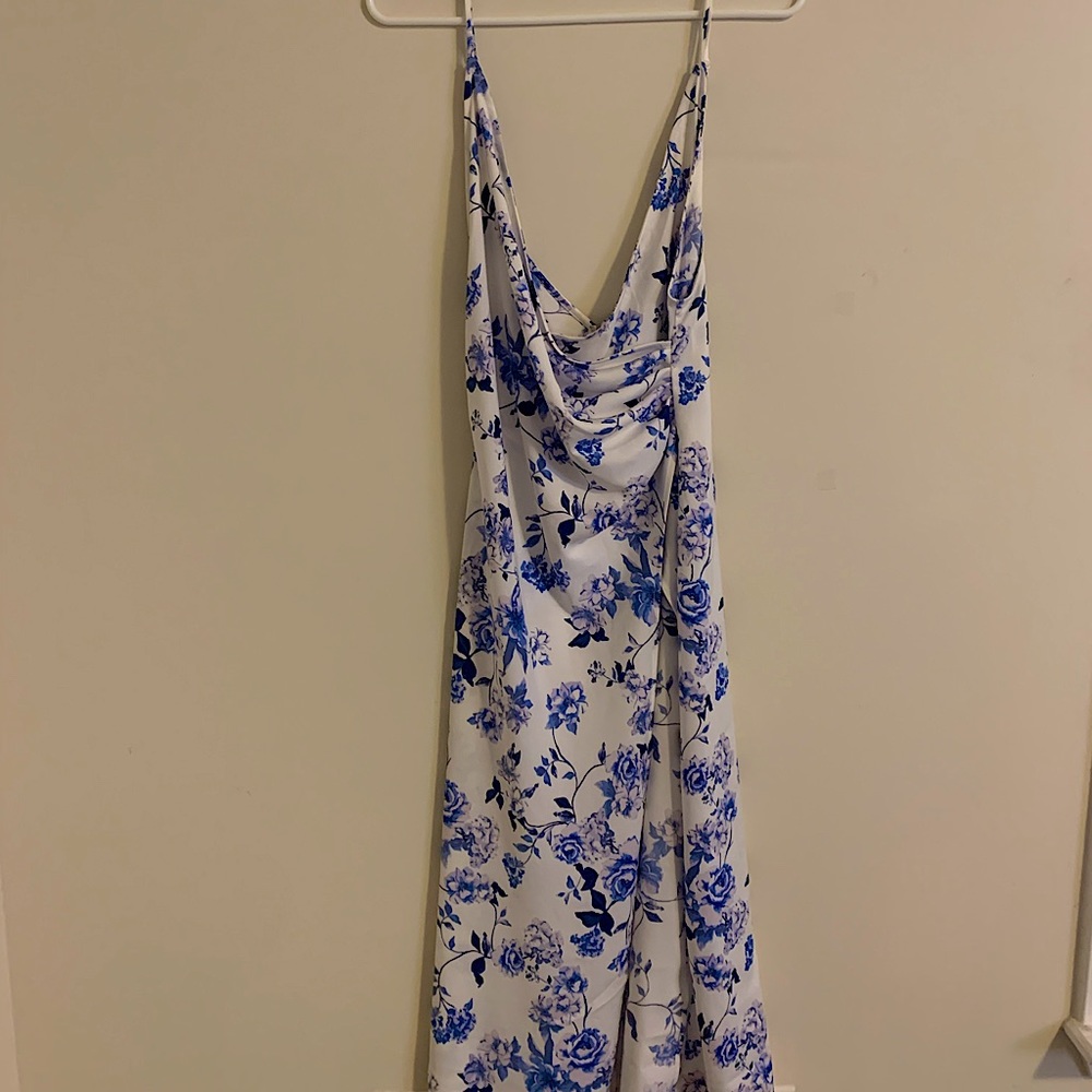 Urban Outfitters Single Slit OceanSky Floral Midi Dress